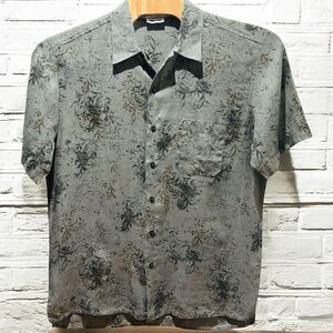 Gran Sasso Camp Shirt Size EU 54 Green Multi 100% Linen Made Italy Short Sleeve